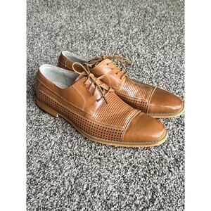Giovanni Men’s Cap Toe Perforated Dress Shoes Tan Leather US 8.5